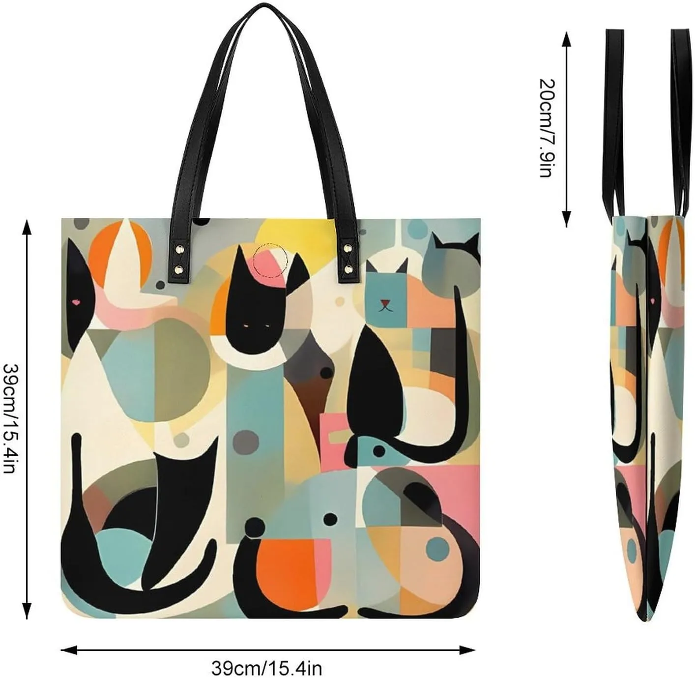 Leather Handbag for Women Tote Bag with Magnetic Buckle A Full Pizza Crossbody Bag Shoulder Bags