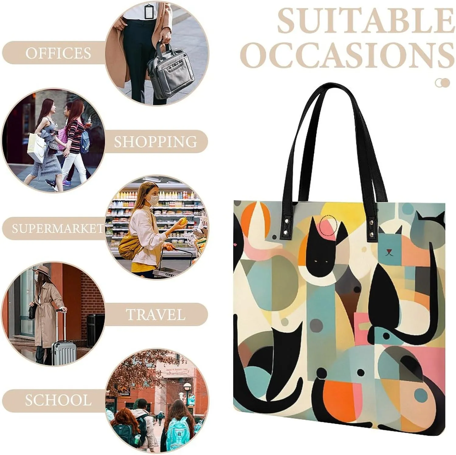 Leather Handbag for Women Tote Bag with Magnetic Buckle A Full Pizza Crossbody Bag Shoulder Bags