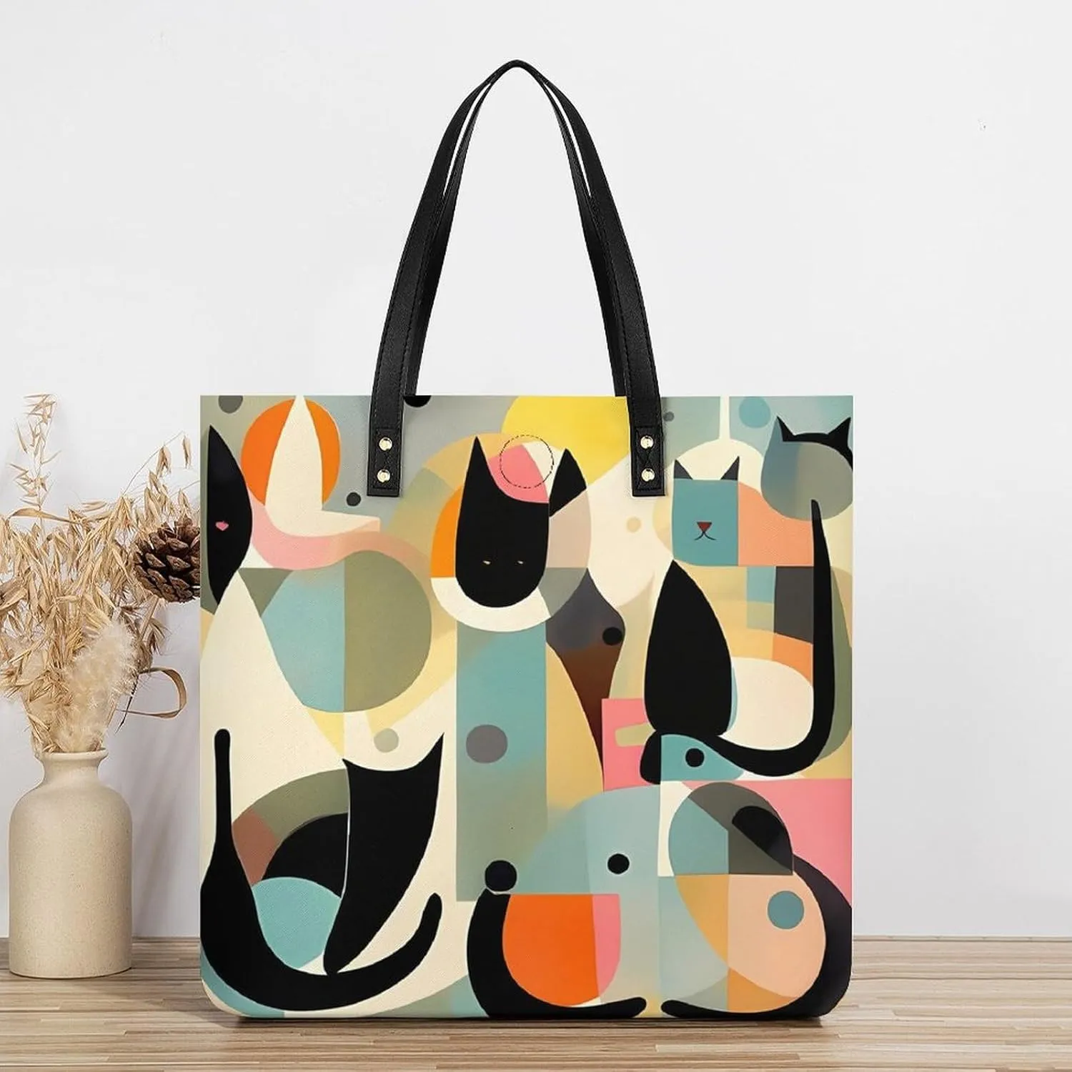 Leather Handbag for Women Tote Bag with Magnetic Buckle A Full Pizza Crossbody Bag Shoulder Bags
