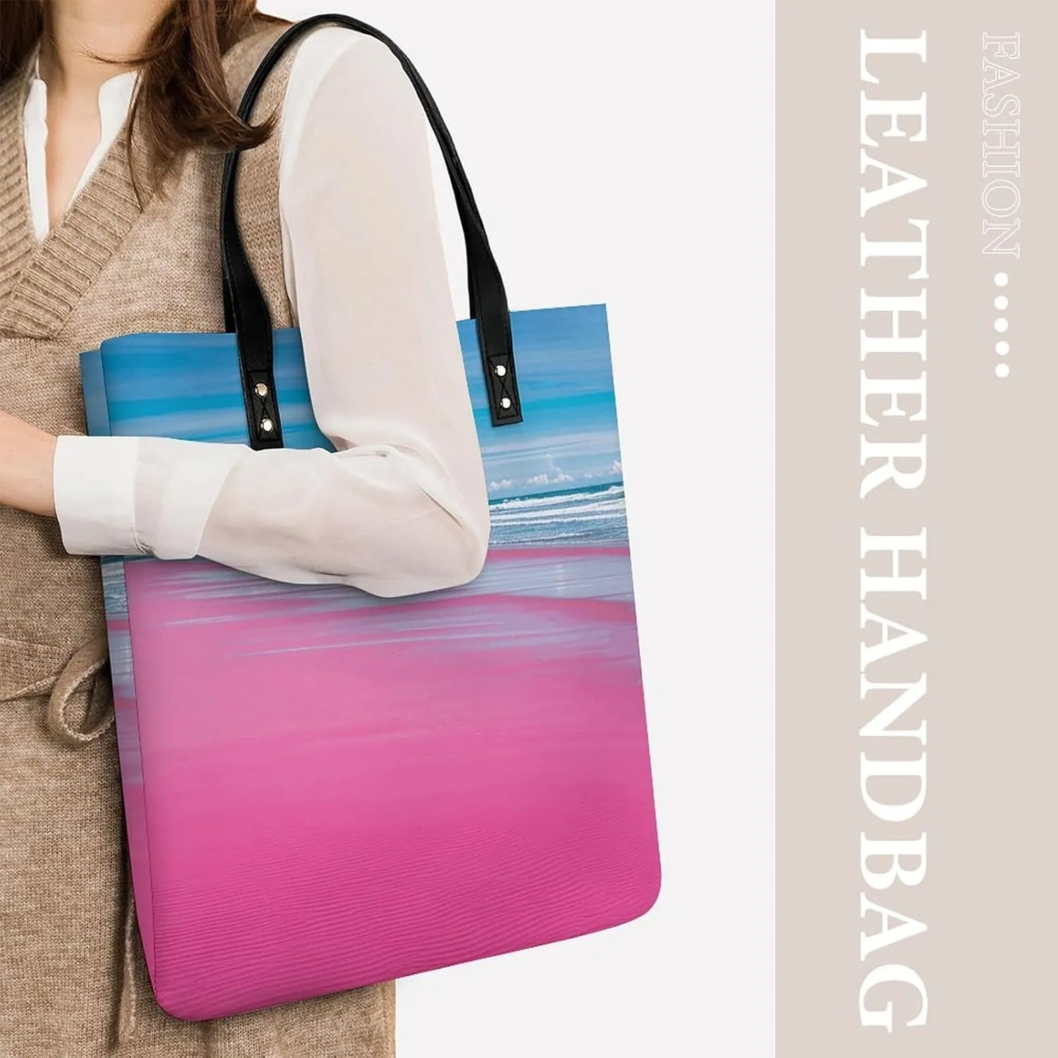 Leather Handbag for Women Tote Bag with Magnetic Buckle Pixel Shaped Heart Crossbody Bag Shoulder Bag