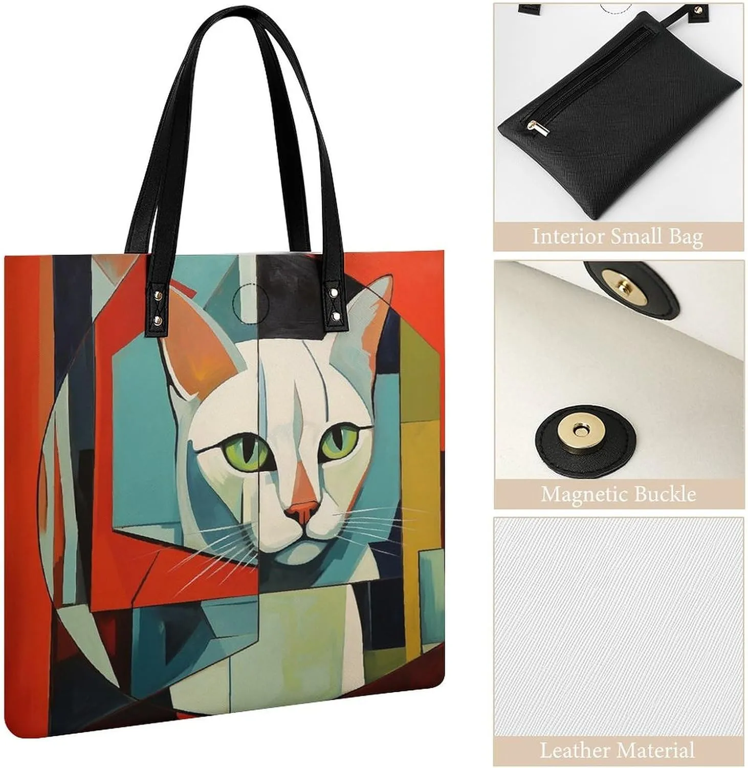 Leather Handbag for Women Tote Bag with Magnetic Buckle Rocks And Pebbles Crossbody Bag Shoulder Bags