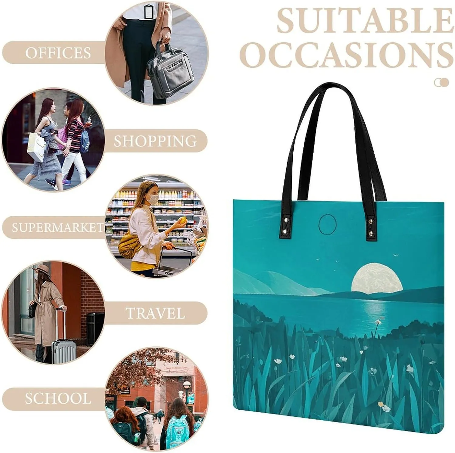Leather Handbag for Women Tote Bag with Magnetic Buckle Vintage Octopus Crossbody Bag Shoulder Bags
