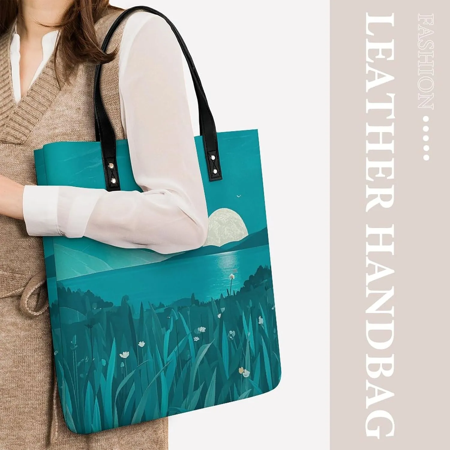 Leather Handbag for Women Tote Bag with Magnetic Buckle Vintage Octopus Crossbody Bag Shoulder Bags