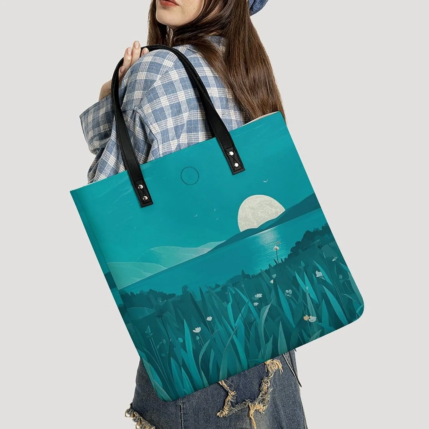 Leather Handbag for Women Tote Bag with Magnetic Buckle Vintage Octopus Crossbody Bag Shoulder Bags