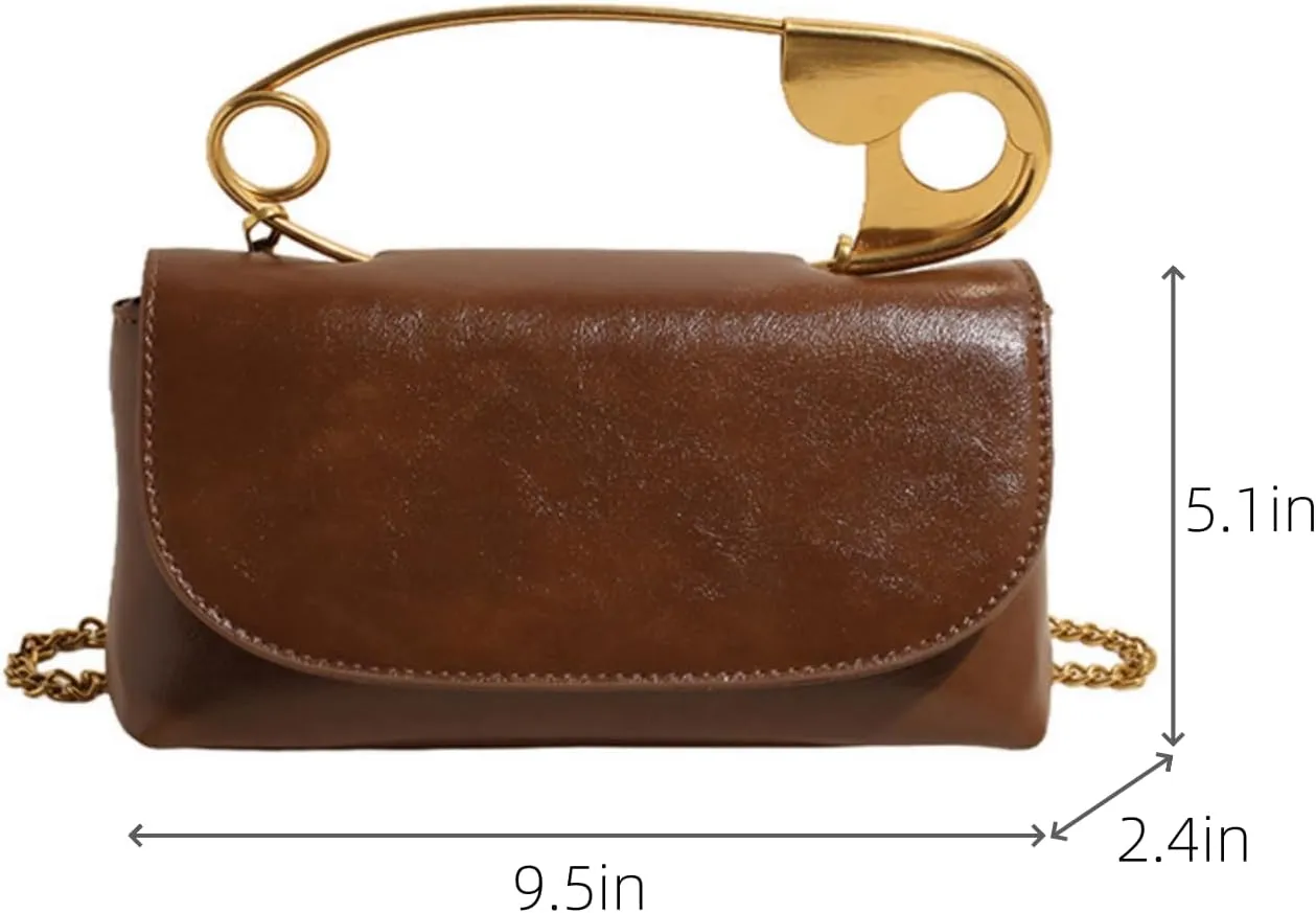 Leather Shoulder Bag for Women, Designer Flap Handbag with Chain, Crossbody Bag Purse Satchel Clutch