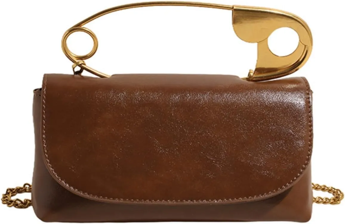 Leather Shoulder Bag for Women, Designer Flap Handbag with Chain, Crossbody Bag Purse Satchel Clutch