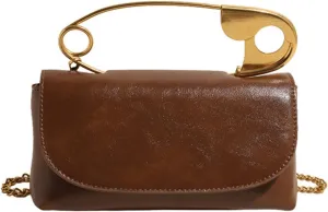Leather Shoulder Bag for Women, Designer Flap Handbag with Chain, Crossbody Bag Purse Satchel Clutch