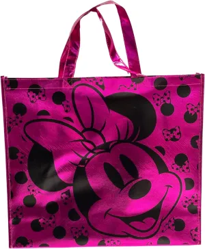 Legacy Licensing Partners Disney's Minnie Mouse Pink Metallic Looking Chrome Giant Extra Large 26"" inch Reusable Tote Bag