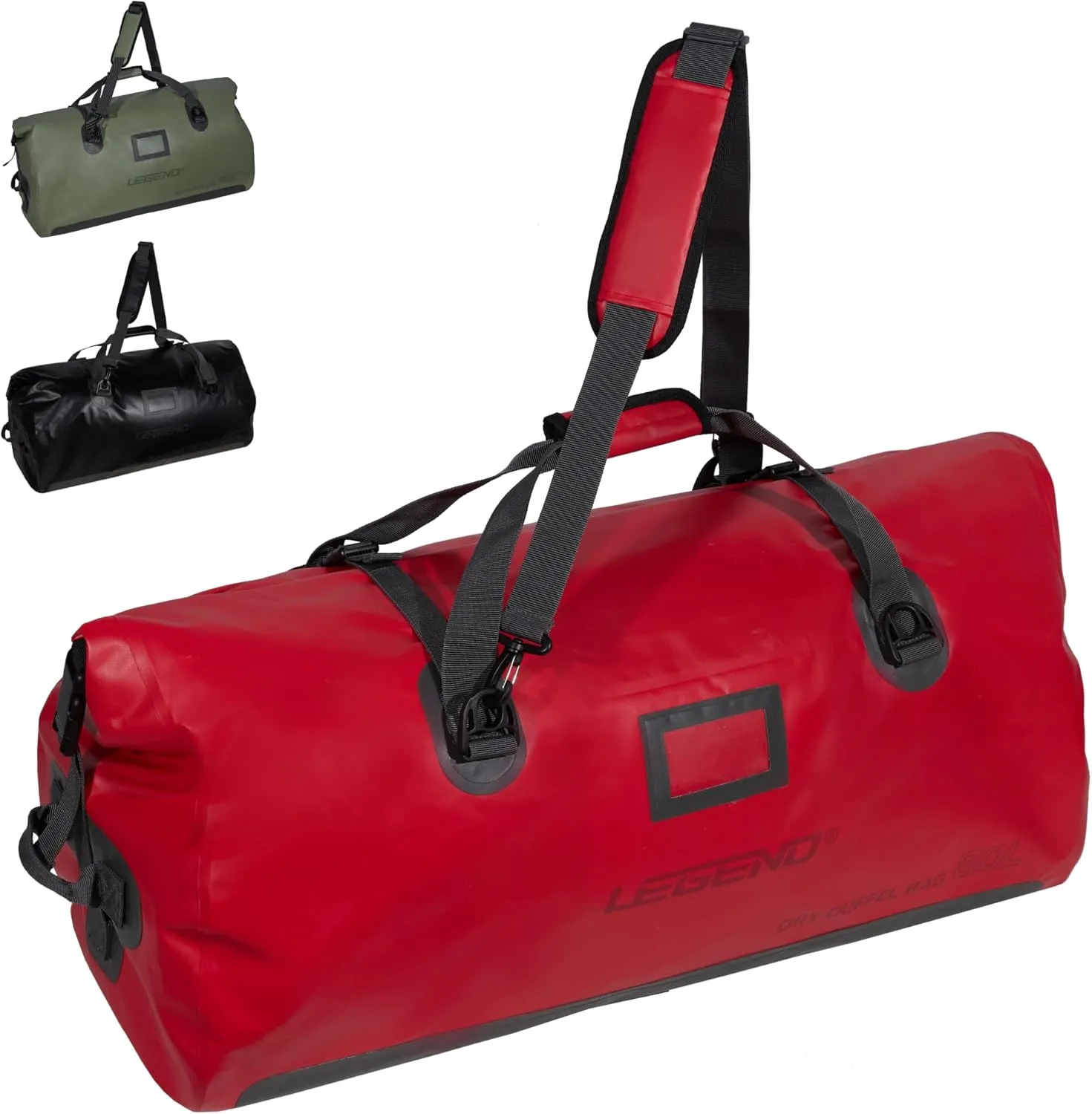 LEGEND Waterproof Duffel Bag - Heavy Duty Duffle Bag for Outdoor, Camping, Boating & Travel, Premium PVC Dry Duffel Bag, Motorcycle Dry Bag with Durable Strap & Handles with Large Storage - 80L Red