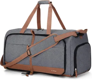 Lekesky Foldable Travel Duffel Bag for Women, 80L Large Duffle Bag with Separate Shoes Compartments & Straps, Carry On Weekend Bag for Women, Hospital, Overnight(Grey)