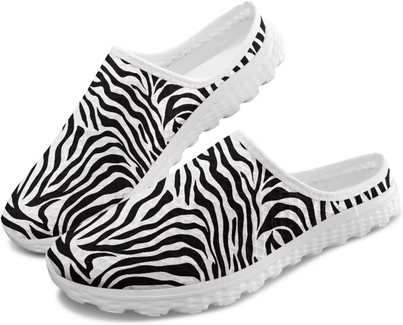 Leopard Print Mule Shoes for Women Slip on Low Top Garden Clogs Mesh Loafers EVA Sole Mule Sneakers US6-13.5
