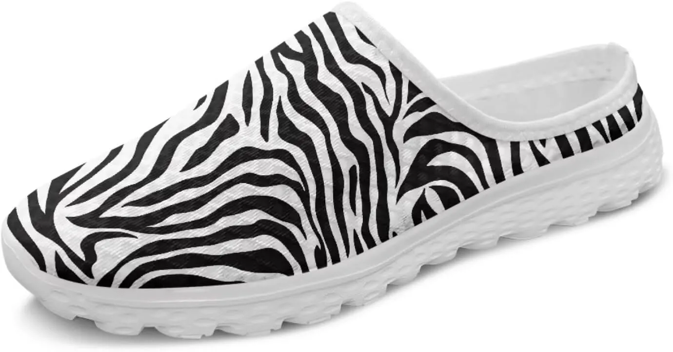 Leopard Print Mule Shoes for Women Slip on Low Top Garden Clogs Mesh Loafers EVA Sole Mule Sneakers US6-13.5