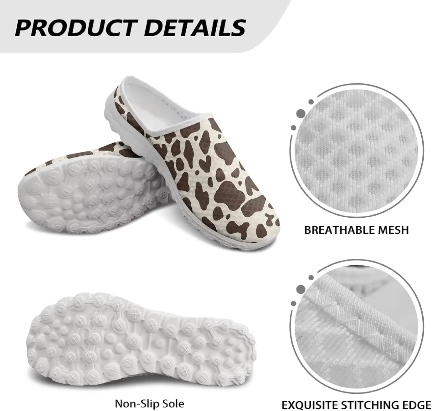 Leopard Print Mule Shoes for Women Slip on Low Top Garden Clogs Mesh Loafers EVA Sole Mule Sneakers US6-13.5
