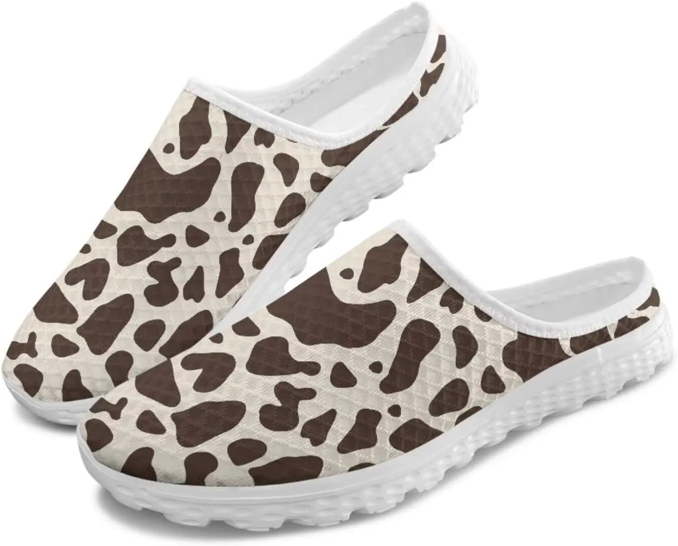 Leopard Print Mule Shoes for Women Slip on Low Top Garden Clogs Mesh Loafers EVA Sole Mule Sneakers US6-13.5