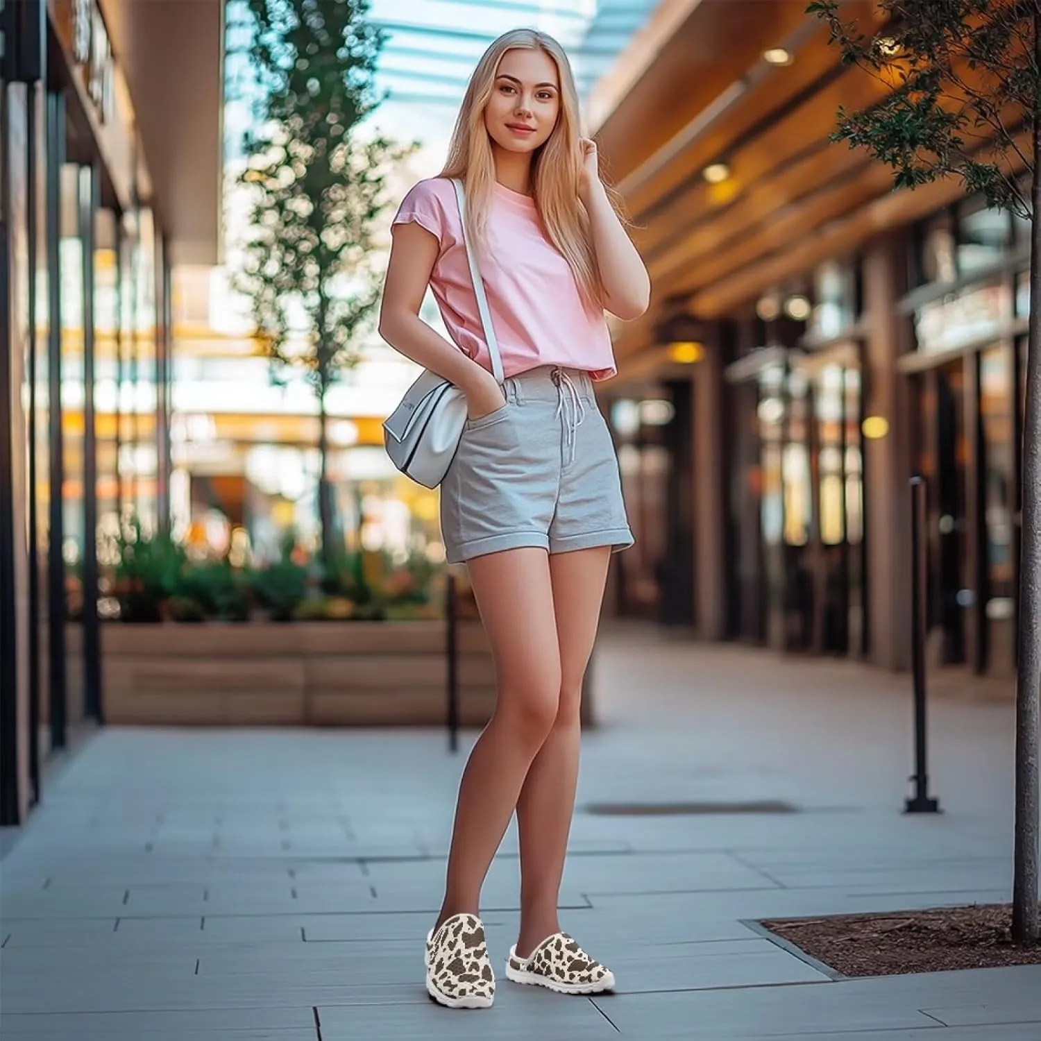 Leopard Print Mule Shoes for Women Slip on Low Top Garden Clogs Mesh Loafers EVA Sole Mule Sneakers US6-13.5