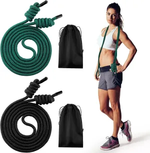 Lewtemi 2 Pcs Flow Exercise Rope for Fitness Flow Double Braid Workout Rope with Cloth Bags Adjustable Length Jump for Working out Men Women Gym Training Indoor Outdoor, 9 ft