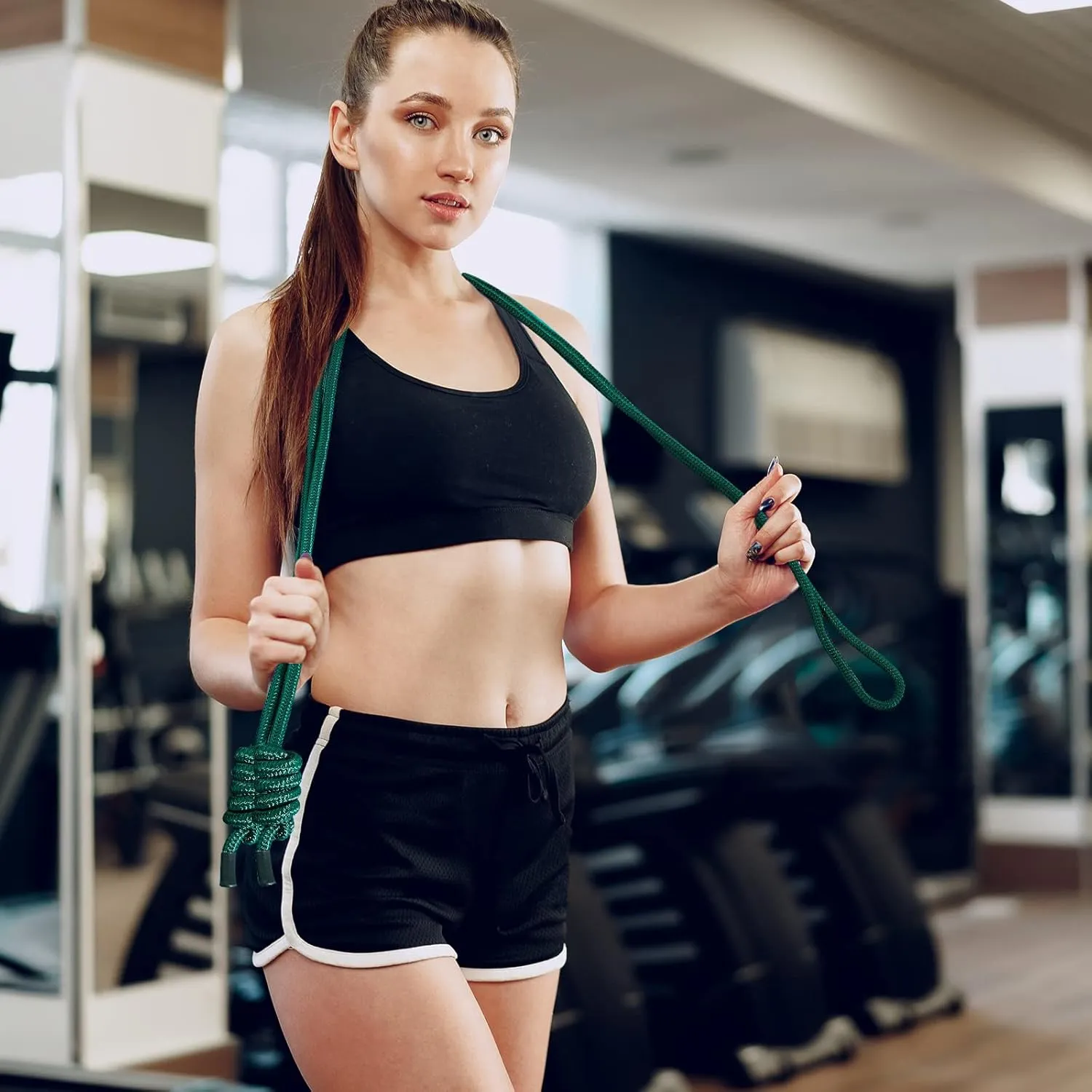 Lewtemi 2 Pcs Flow Exercise Rope for Fitness Flow Double Braid Workout Rope with Cloth Bags Adjustable Length Jump for Working out Men Women Gym Training Indoor Outdoor, 9 ft