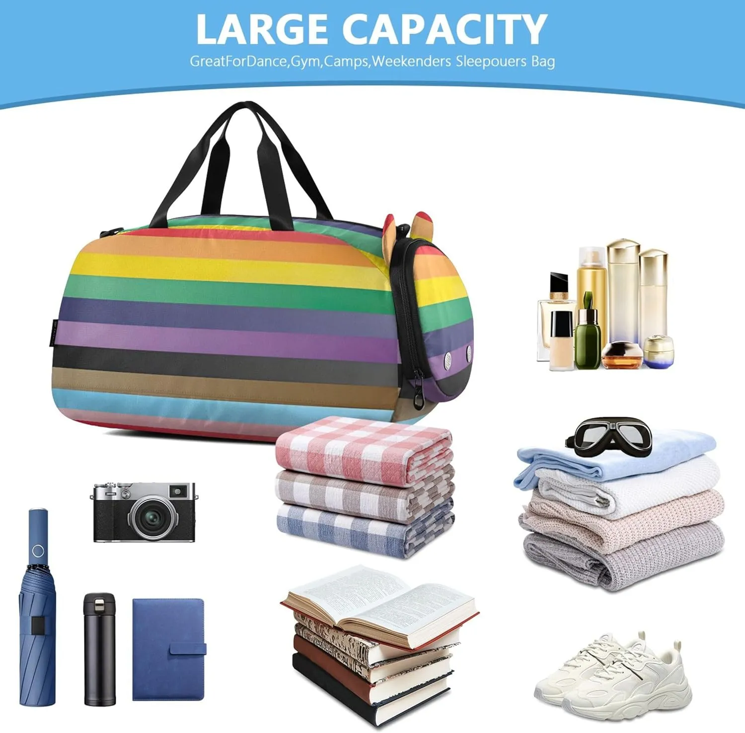 Lgbt Pride Flag Lgbtq Rainbow Travel Duffle Bags Girls Tote Overnight Weekender Duffel Carry on Duffel Bag Boys Dance Kids Luggage