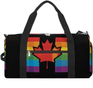 LGBTQ Rainbow Flag of Canada Canadian Gay Proud Sports Gym Bag for Men Women Travel Duffel Bag with Shoulder Strap