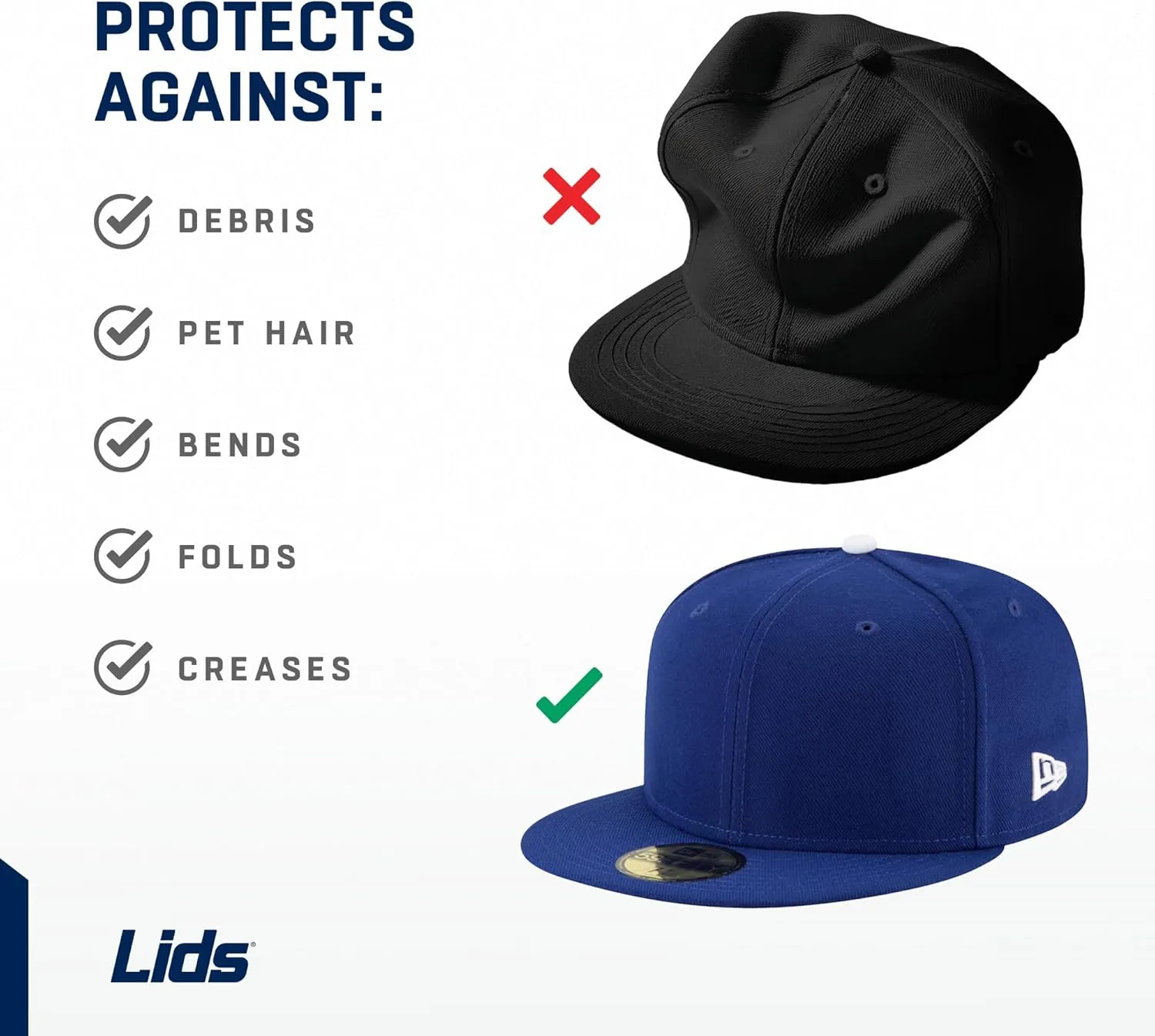 Lids Hat Travel Case – Baseball Cap Carrier for 6 Hats, Durable Clear Exterior & Interior, Storage with Handle & Adjustable Shoulder Strap, Hard Hat Organizer for Travel & Closet