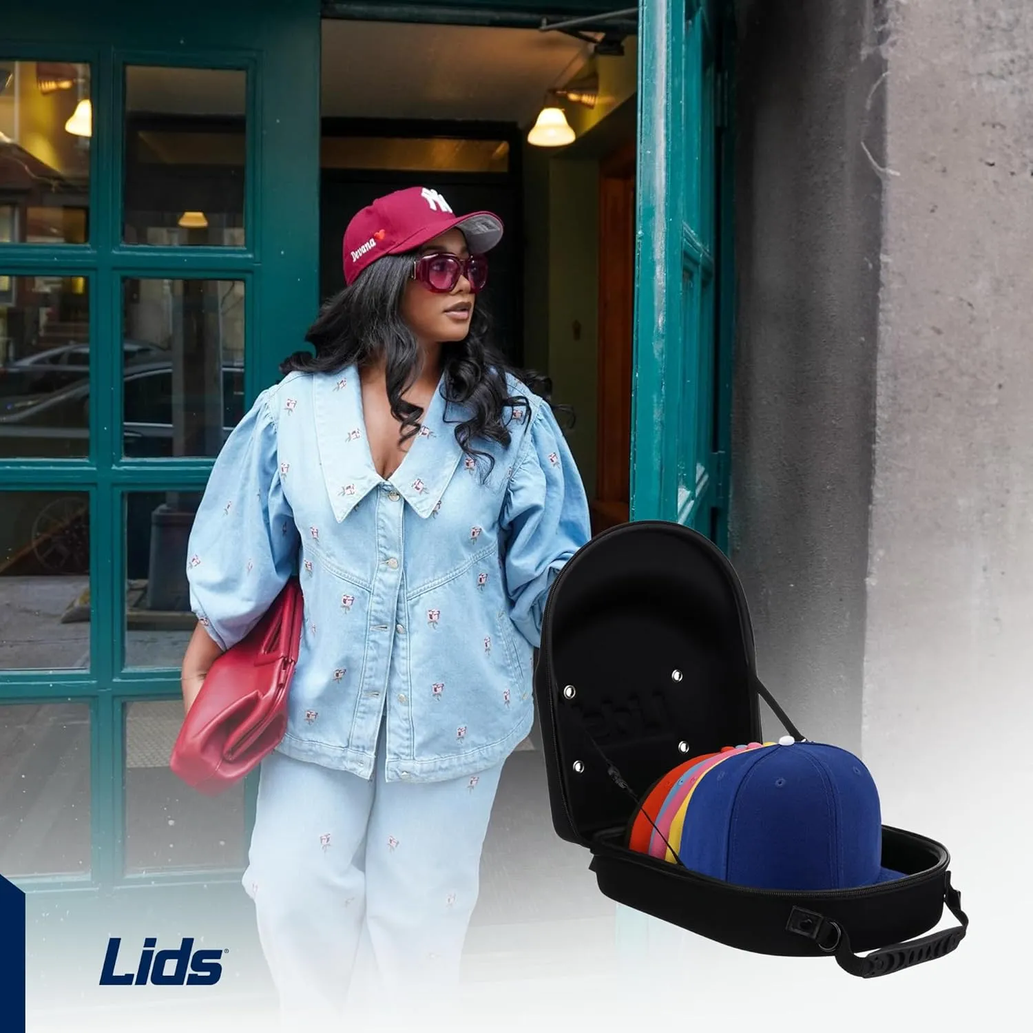 Lids Hat Travel Case – Baseball Cap Carrier for 6 Hats, Durable Clear Exterior & Interior, Storage with Handle & Adjustable Shoulder Strap, Hard Hat Organizer for Travel & Closet