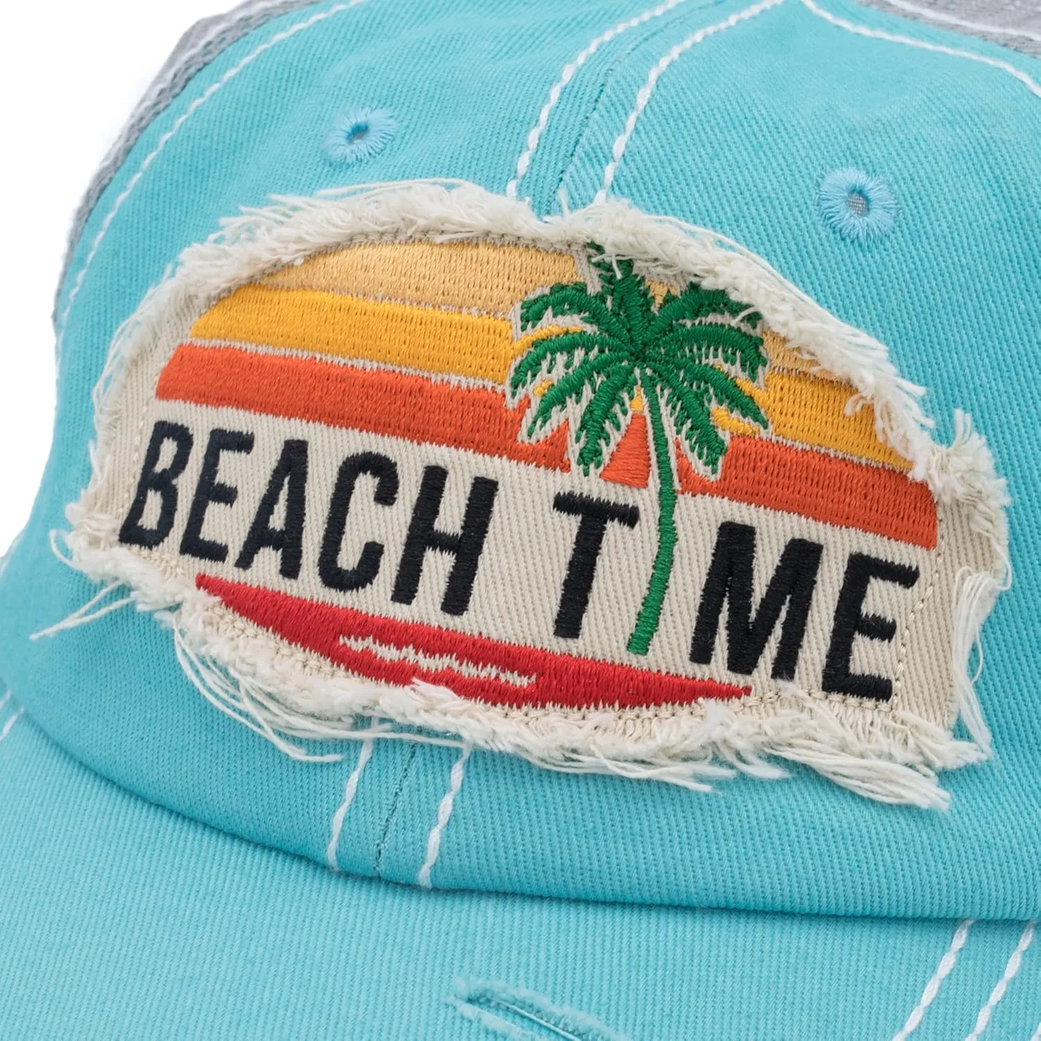 Lifecraft Boat Hair Don't Care Embroidered Washed Distressed Denim Womens Baseball Cap Cotton Dad Hat Boater Gift