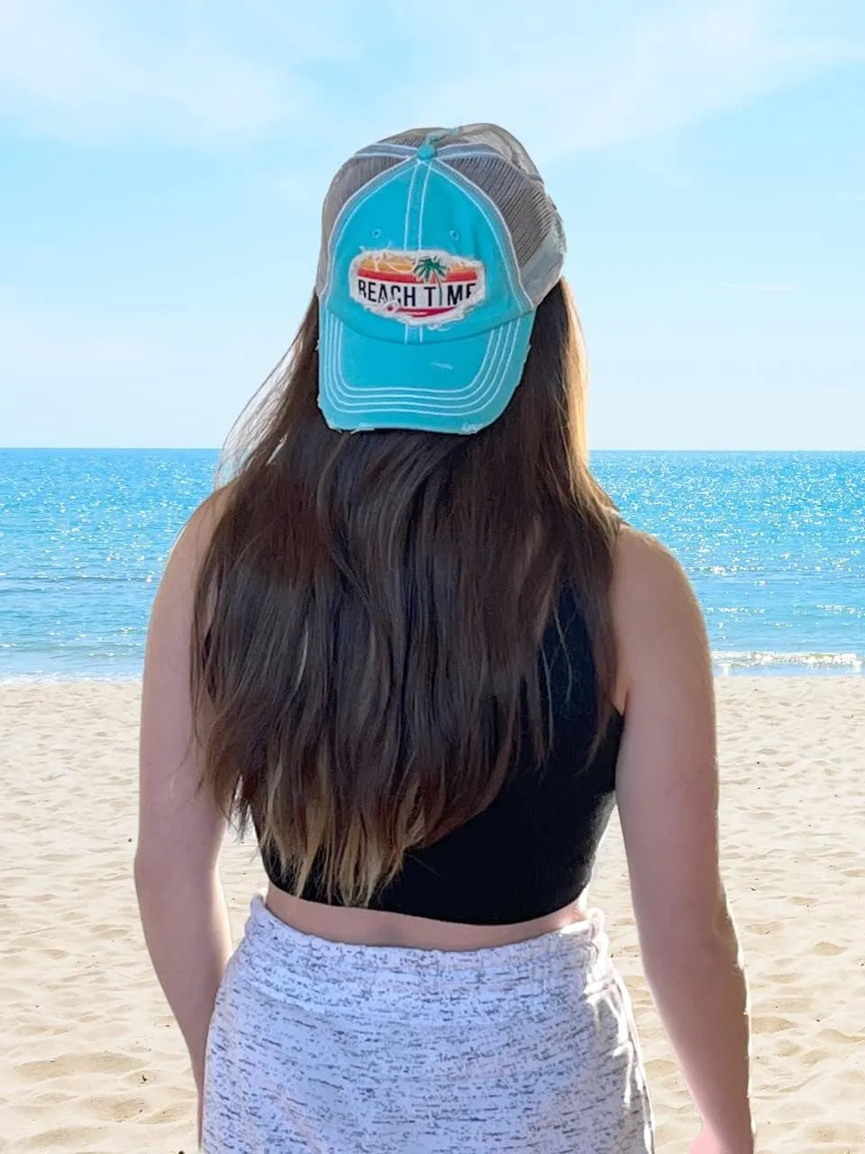 Lifecraft Boat Hair Don't Care Embroidered Washed Distressed Denim Womens Baseball Cap Cotton Dad Hat Boater Gift