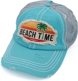 Lifecraft Boat Hair Don't Care Embroidered Washed Distressed Denim Womens Baseball Cap Cotton Dad Hat Boater Gift