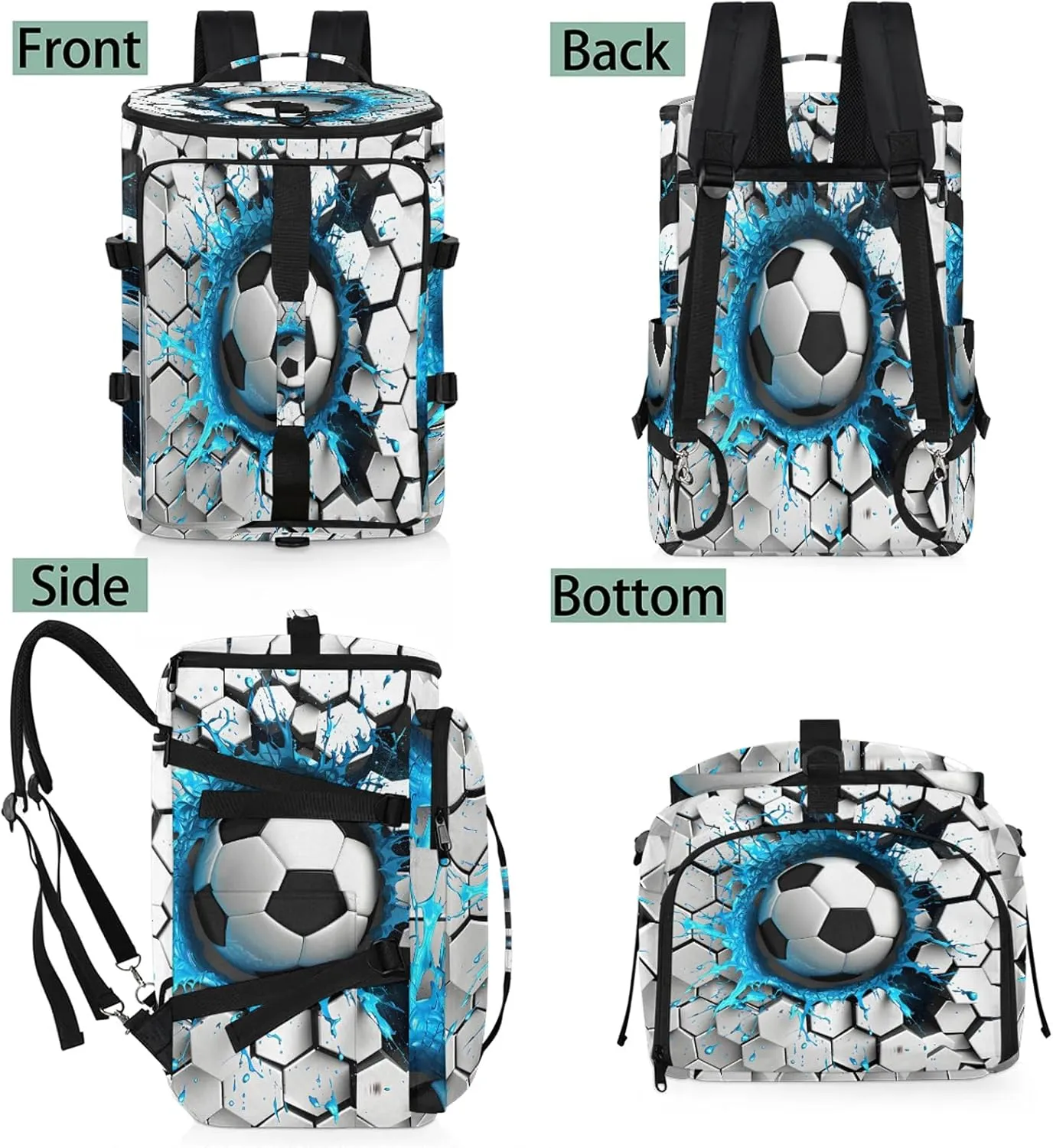 Light Wall Football Gym Bags for Men Women Soccer Sports Backpack with Shoe Compartment 3-in-1 Tactical Duffle Bag for Overnight Weekender Travel