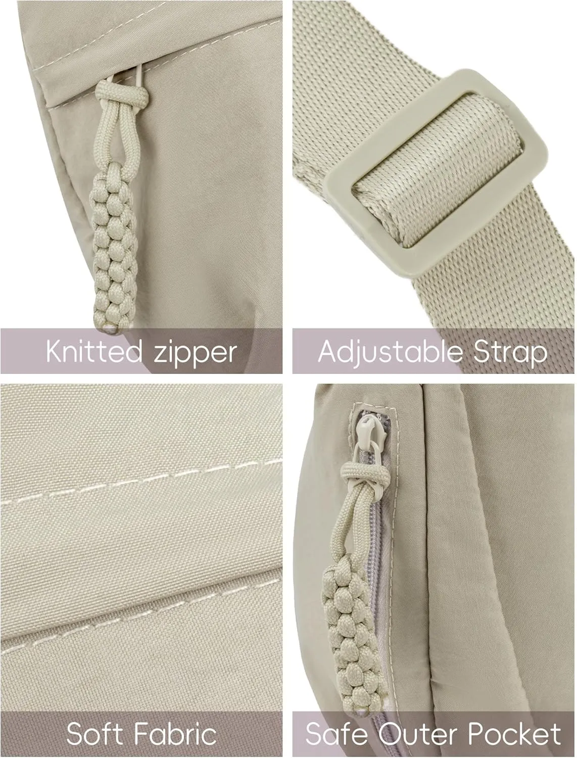 Lightweight Nylon Hobo Bag for Women Men Small Shoulder Bag Crescent Crossbody Bag with Adjustable Strap Casual Bag