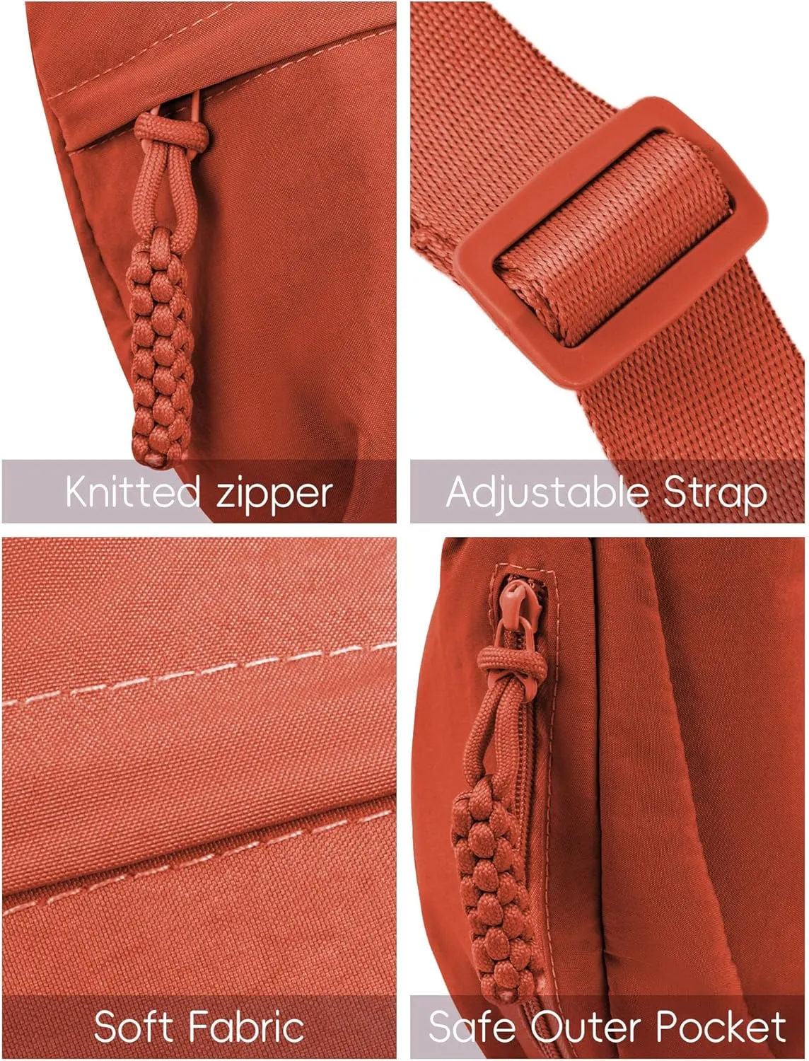 Lightweight Nylon Hobo Bag for Women Men Small Shoulder Bag Crescent Crossbody Bag with Adjustable Strap Casual Bag