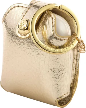 Lilly Pulitzer Leatherette AirPods Holder, Cute Keychain Case with Access to Charging Port (Gold)