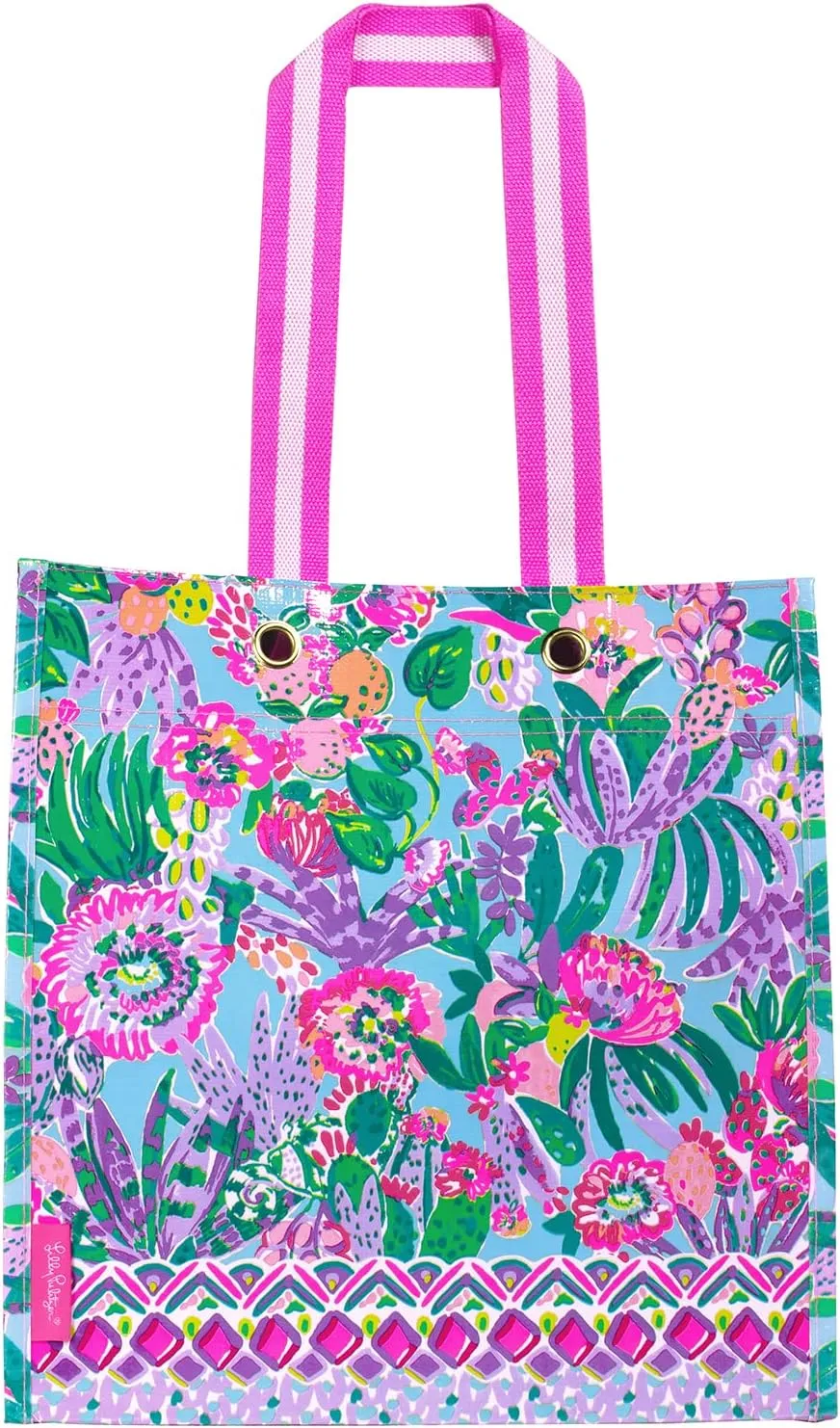 Lilly Pulitzer Market Shopper Bag, Reusable Grocery Tote, Shoulder Bag for Produce or Travel