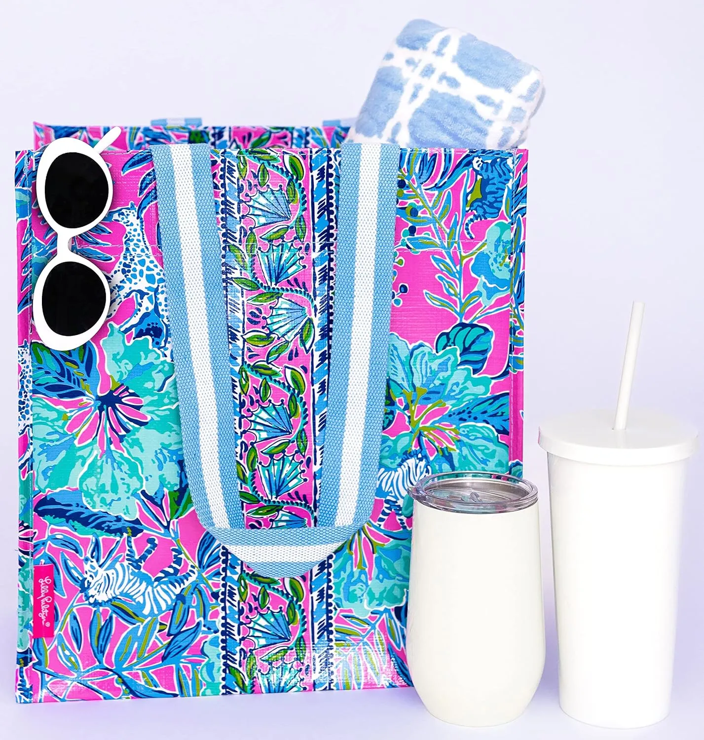 Lilly Pulitzer Market Shopper Bag, Reusable Grocery Tote, Shoulder Bag for Produce or Travel