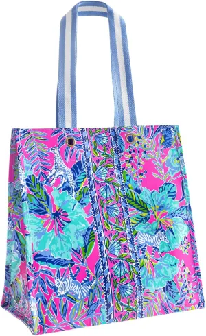 Lilly Pulitzer Market Shopper Bag, Reusable Grocery Tote, Shoulder Bag for Produce or Travel