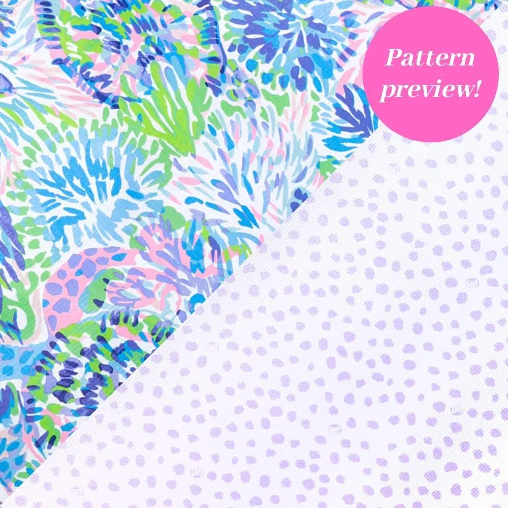 Lilly Pulitzer Purple/Blue XL Market Shopper Bag, Oversize Reusable Grocery Tote with Comfortable Shoulder Straps, Shell of a Party