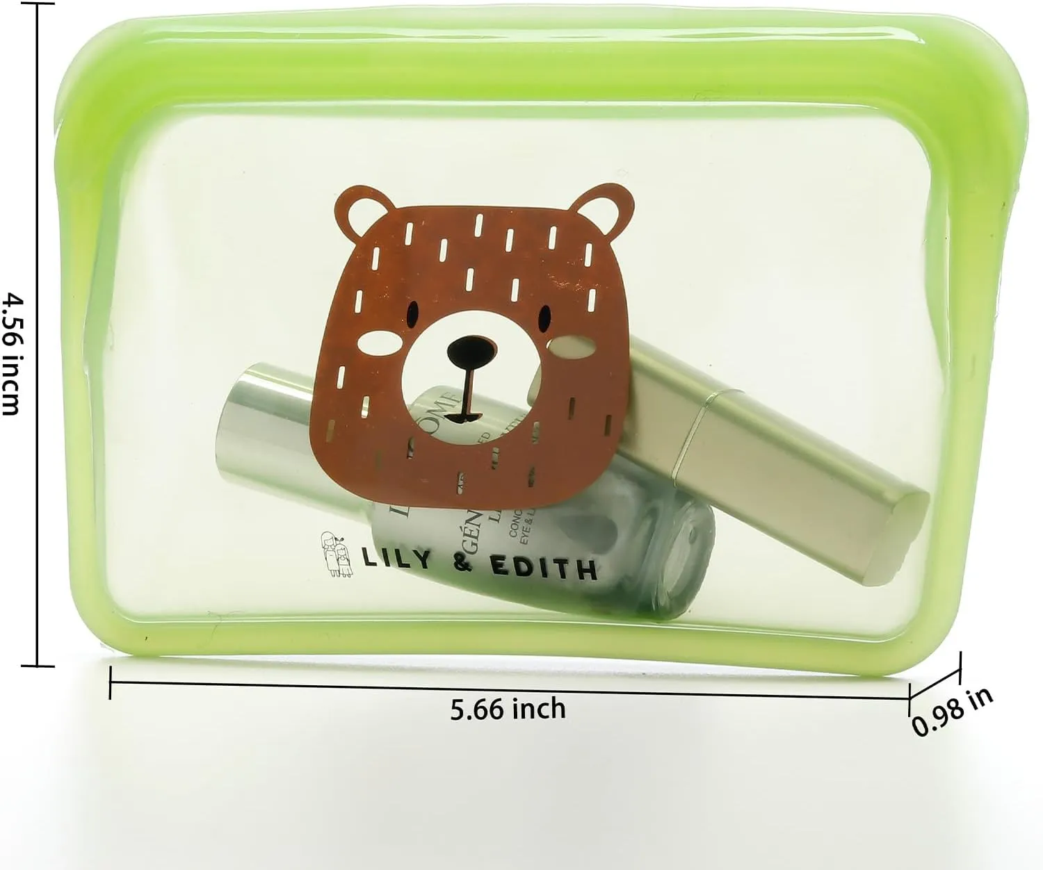 LILY & EDITH Silicone Reusable Snack Bags Dishwasher Microwave Freezer Safe, BPA Free, Leakproof Reusable Food Storage Bags, Plastic Free Snack Pouch, Accessory bag, Portable 400ml(Green)