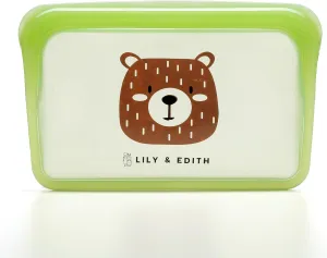 LILY & EDITH Silicone Reusable Snack Bags Dishwasher Microwave Freezer Safe, BPA Free, Leakproof Reusable Food Storage Bags, Plastic Free Snack Pouch, Accessory bag, Portable 400ml(Green)