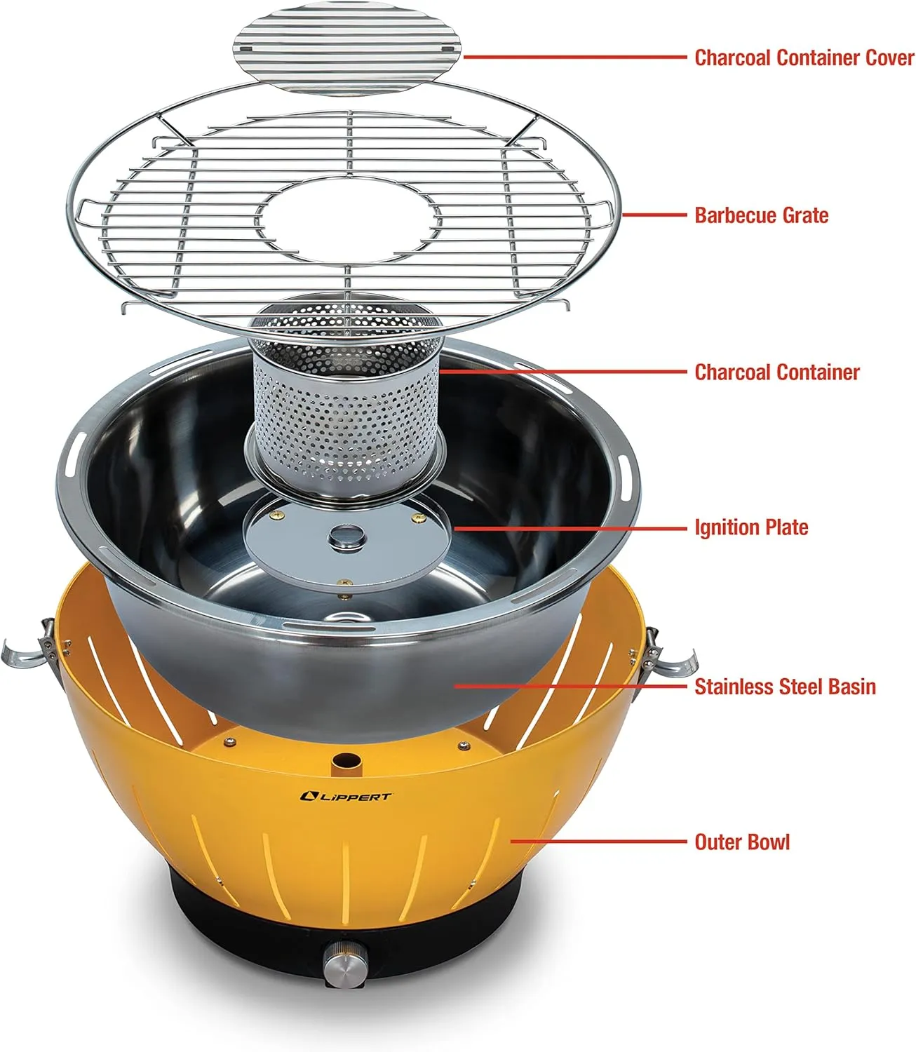 Lippert Odyssey Portable Grill - Compact and Versatile Charcoal Grill for Camping, Tailgating, and Outdoor Cooking - Lightweight and Durable Design with Large Cooking Surface - Green