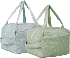Lmbabter 2PCS Diaper Wet Bag Convertible Diaper Tote Bag Stroller Hanging Bag Nappy Organizer Pod for Swim,Baby,Gym Bag,Travel Bag (Green)