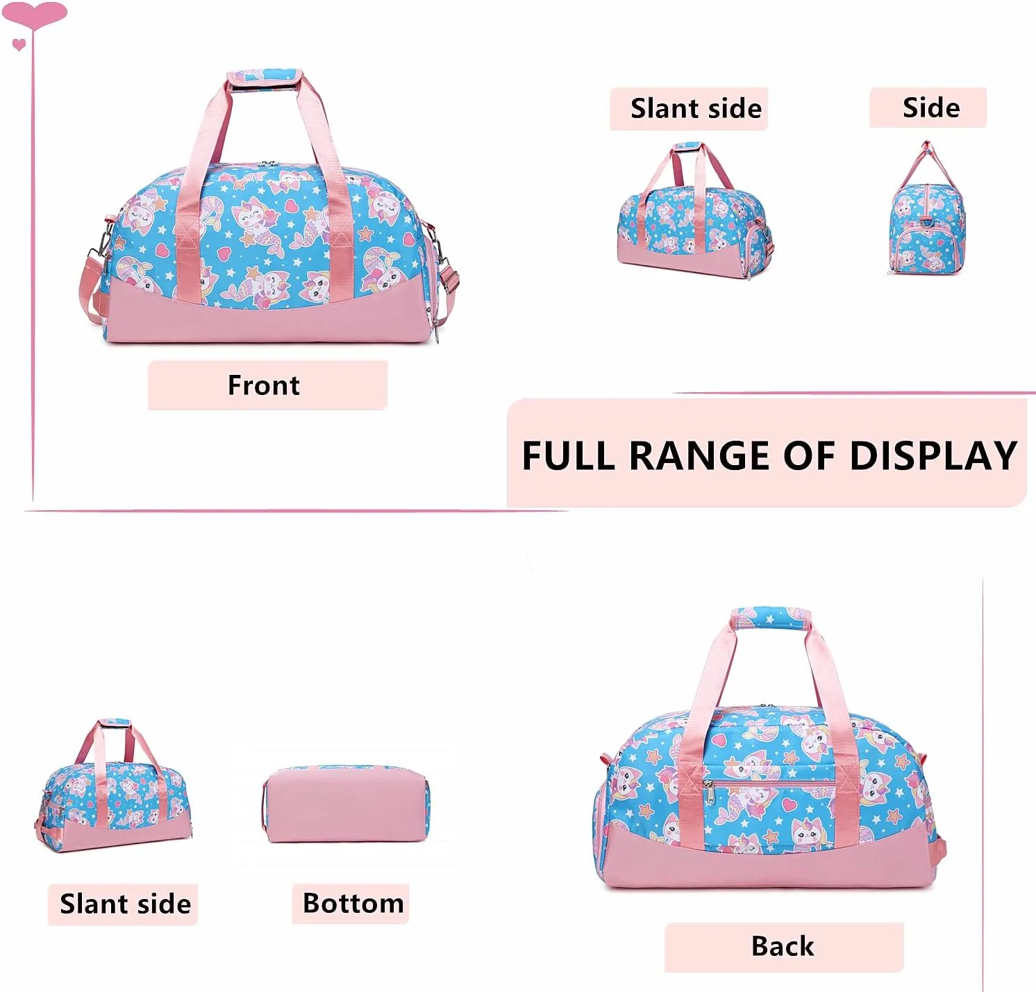 Lmwzh Kids Duffle Bag For Girls Perfect For Early Elementary Overnight Travel Bag With Shoes Compartment Dry And Wet Pocket Carry On Weekender Bag (Mermaid)