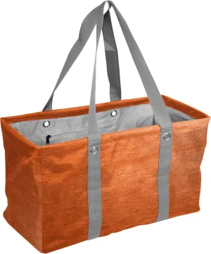 Logo Brands Plain Orange Crosshatch Picnic Caddy – Multipurpose Oversized Tote with Reinforced Handles, and Interior Pocket