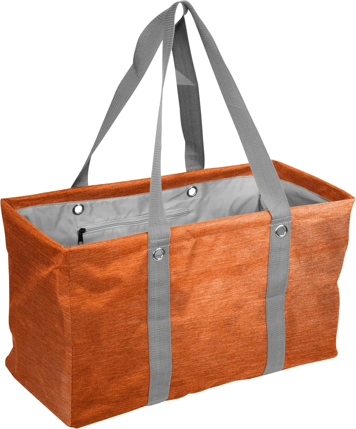 Logo Brands Plain Orange Crosshatch Picnic Caddy – Multipurpose Oversized Tote with Reinforced Handles, and Interior Pocket