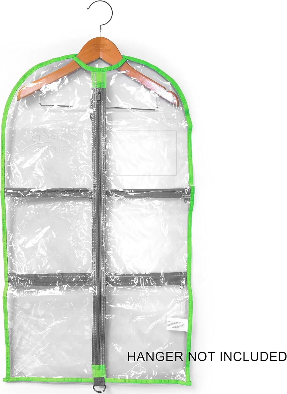 LONG Garment Bag 18" x 37" - Lime Green/Clear