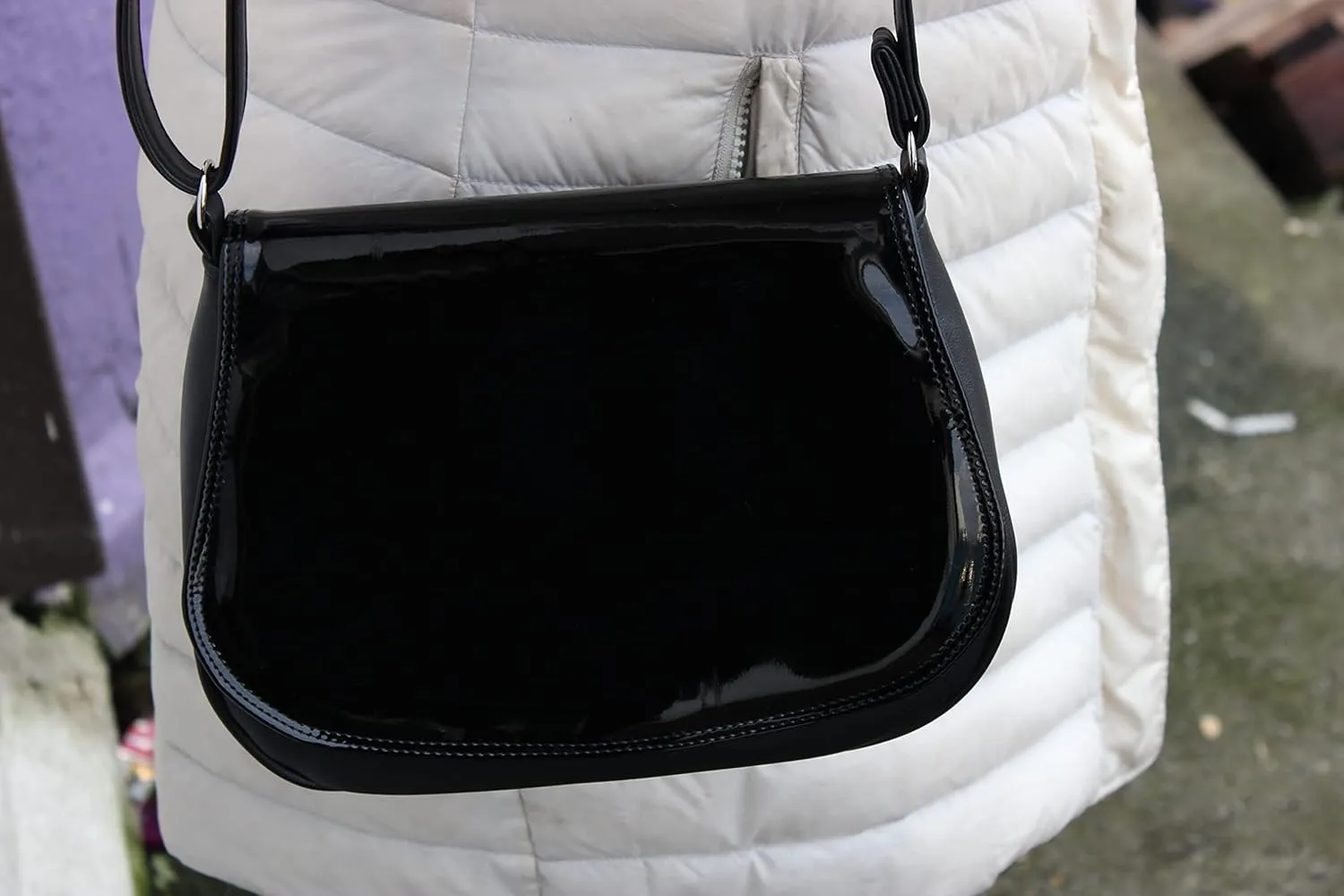 LONI Shoulder Bags for Women Purse Handbag Crossbody Everyday Saddle Bag Medium Patent/Pu Leather