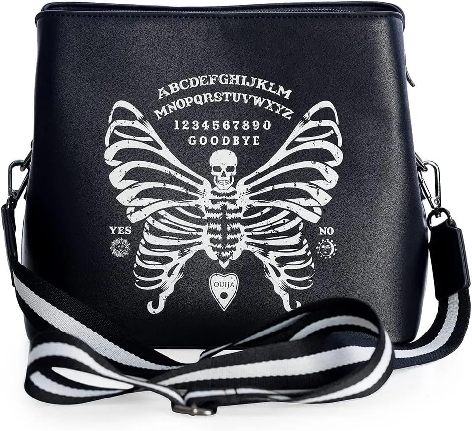 Lost Queen Women's Gothic Skeleton Butterfly Shoulder Bag Ouija Spirit Board Clutch Purse
