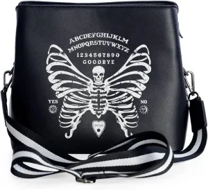 Lost Queen Women's Gothic Skeleton Butterfly Shoulder Bag Ouija Spirit Board Clutch Purse