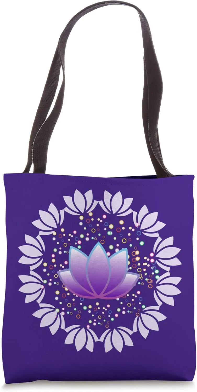 Lotus Flower Floral Mandala Yoga Spirituality Zen Peace Love Tote Bag