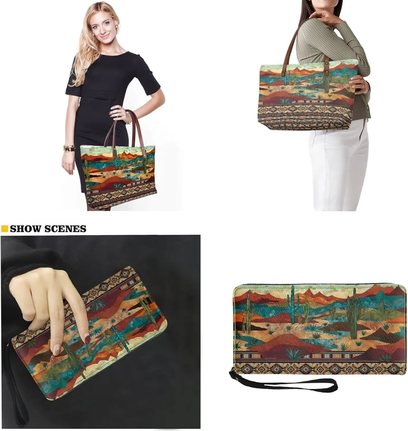 Lotusorchid 2 Pcs Hand bags Purses, Women Top Handle Bag Satchel Shoulder Bag, Large Tote Handbag with PU Wallet