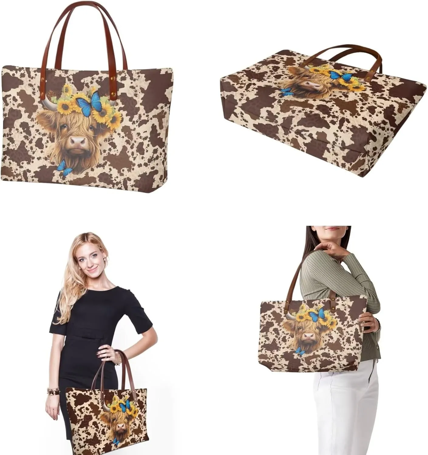 Lotusorchid 2 Pcs Large Tote Handbag with PU Wallet, Women Hand bags Purses, Top Handle Bag Satchel Shoulder Bag